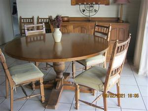 Oak Dining Table, 6 Chairs & Sideboard
