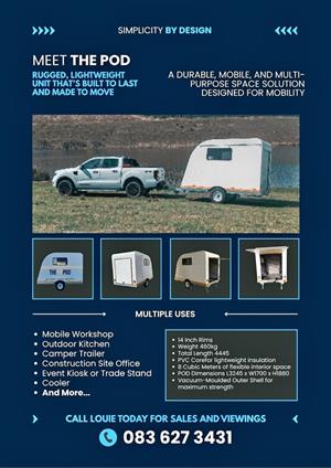 Mobile workshop, outdoor kitchen, camper trailor, construction site office, even kiosk and trade sta