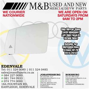 Mirror Glass Side (with blindspot) Left Side FaceLift (Brand New) Suitable for Mercedes-Benz W176