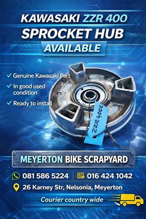 Kawasaki ZZR 400 sprocket hub. Meyerton bike scrapyard new & secondhand spares. Andre