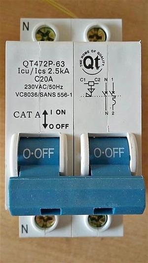 8 Boxes: Brand new Circuit breakers 20A 2.5kA twin pole. R2000 for all. 