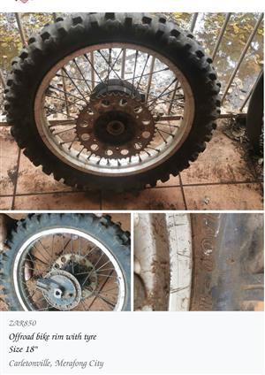 Offroad bike rim and tyre. Used it on my suzuki rmz