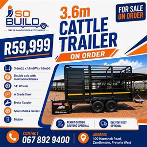3.6m Cattle Trailer for sale on order