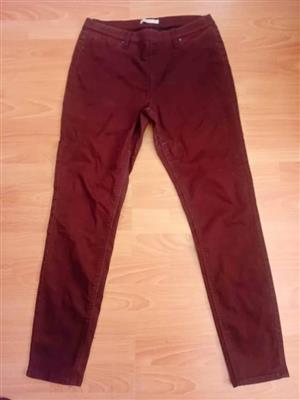 Jeans jeggings skinny brown size 36/12 stretch, slim fit and pocket detailing Woolworths