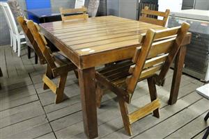 BROWN WOODEN 5PC PATIO SET S066409E