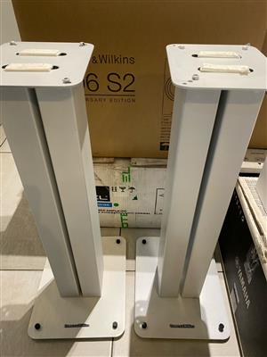 A pair of Bowers and Wilkins STAV24 speaker stands. (White)