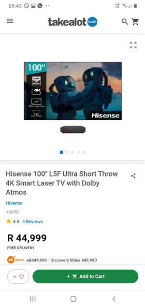 Hisense short Throw projector and screen 
