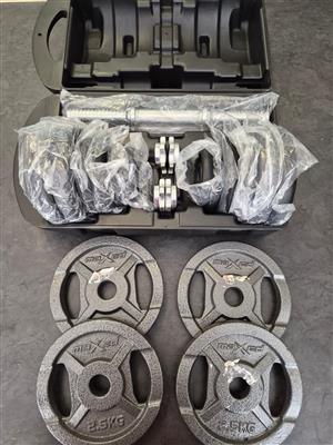 Brand new maxed 20kg dumbbell set plus 4 ×2.5 kg maxed dumbbell plates