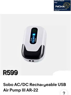 Rechargeable battery 2 outlet aquarium airpump