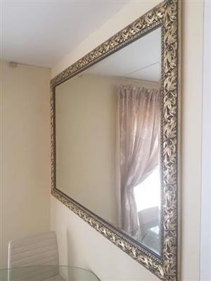 Large silver framed mirror for sale