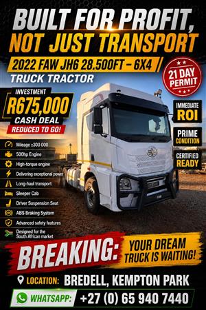 FAW 28.500FT JH6 6x4 Tractor Truck 2022