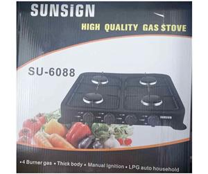 4 plate MANUAL gas stove with free regulator and 1m pipe, NEW with 1 year warranty and FREE DELIVERY