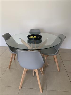 Glass Dining Table and Chairs for Sale