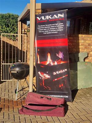Advertisement pull up banners in bags for sale.