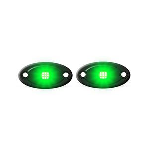 Universal Aluminium 9-LED Rocklights (Green) - 2 pack