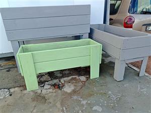 Wooden raised planter boxes