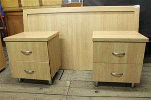 BROWN HEADBOARD W/2 PEDESTALS(S067073A)