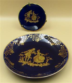 Limoges Miniature Porcelain Display Plate with Wall Mount - made in France