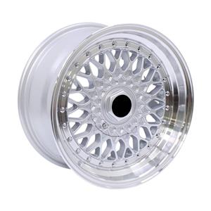 16″ E2502 4/100 & 4/108 Silver Machine Lip With Rivets Alloy Wheels