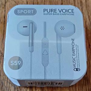 ​🎧 S59 Pure Voice Super Bass Earphones - Brand New