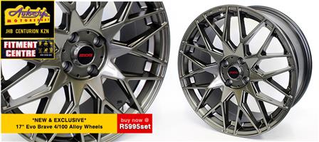 EVO 17 inch 4-100 PCD Alloy wheels, set of 4 tyres also available at unbeatable prices  Autostyle Motorsport 