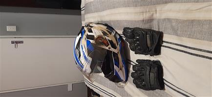 Motorcycle helmet and gloves 