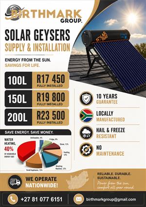 Solar Geysers supply and installation 