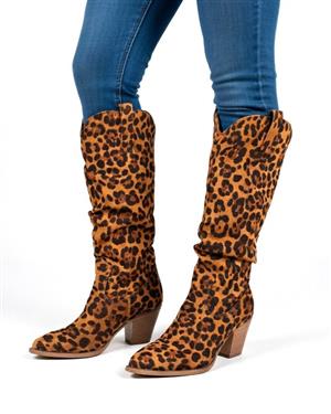 Women’s Leopard Print Knee-High Boots - Size 5 - NEW