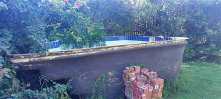 Fiberglass pool with brand new pool pump and paving for sale