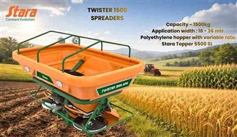 New Stara Twister 1500 APS spreaders for sale at Mad Farmer SA