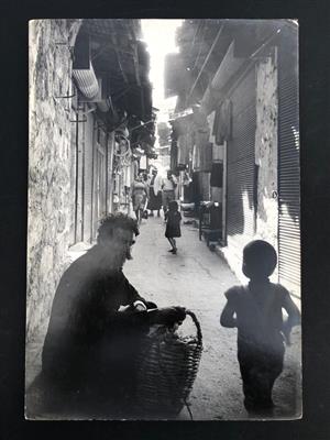 4 Black & white Photographs of Old Jerusalem City - depicting everyday life by Paul Bosner