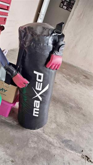 Boxing bag and gloves