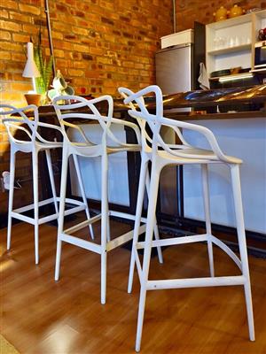 Designer Masters Bar Chair / Stool White Plastic