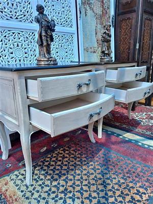 Vintage White Distressed Nightstand Pair with Classic Finish( price is for each pedestal)