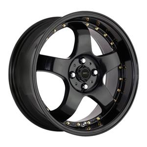 17″ A-Line Nebula 4/100 Silk Black with Gold Rivets Alloy Wheels