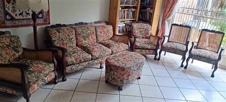Antique Mahogany Cane Lounge Suite