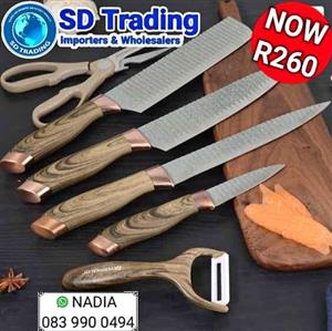 Kitchen Knife Set 6 Piece Rose Gold