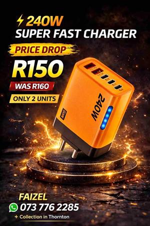 240W Super Fast Charger | 5 Port USB-C PD + QC3.0 | GaN Fast Charging