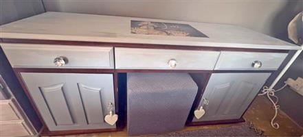 Painted yellow wood cupboard