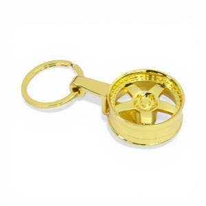 Keyring with Chrome Gold Alloy Wheel Design