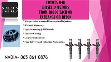 Toyota D4D diesel injectors for sale or recon