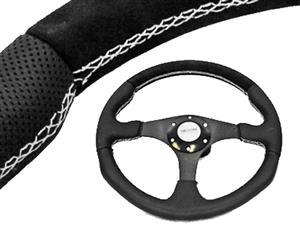 Velvet White Stitch Steering Wheel 340mm