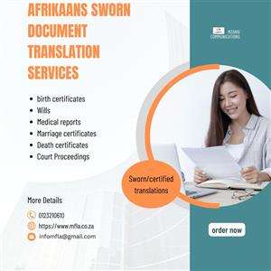 Afrikaans-English Sworn Document Translation Service
