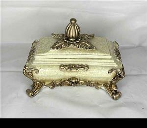 BEAUTIFUL  ORNATE Jewellery box - Rich Creme and Gold - A LOVELY addition to your dressing table
