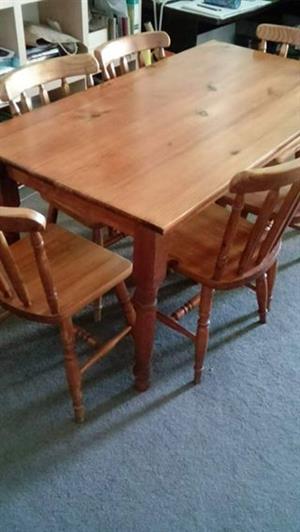 Oregan pine table and chairs