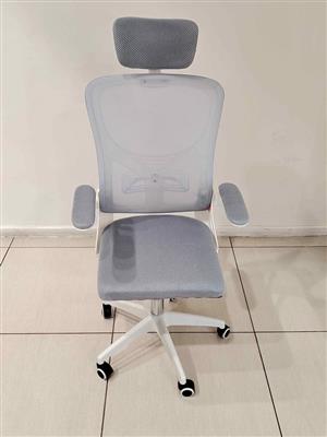 New Grey and white study chair with headrest