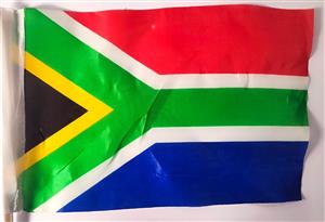 250 South African Flags, 21x14cm, with Car Window Clips - Show Your Pride On The
