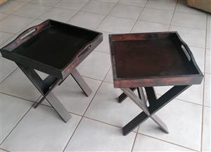 2 x Vintage wooden butler trays.