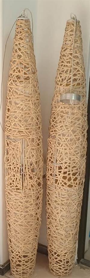 2 x Large Woven Light Fittings