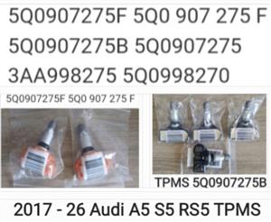 Audi A5 S5 RS5 TPMS tyre pressure monitor sensors and valves 